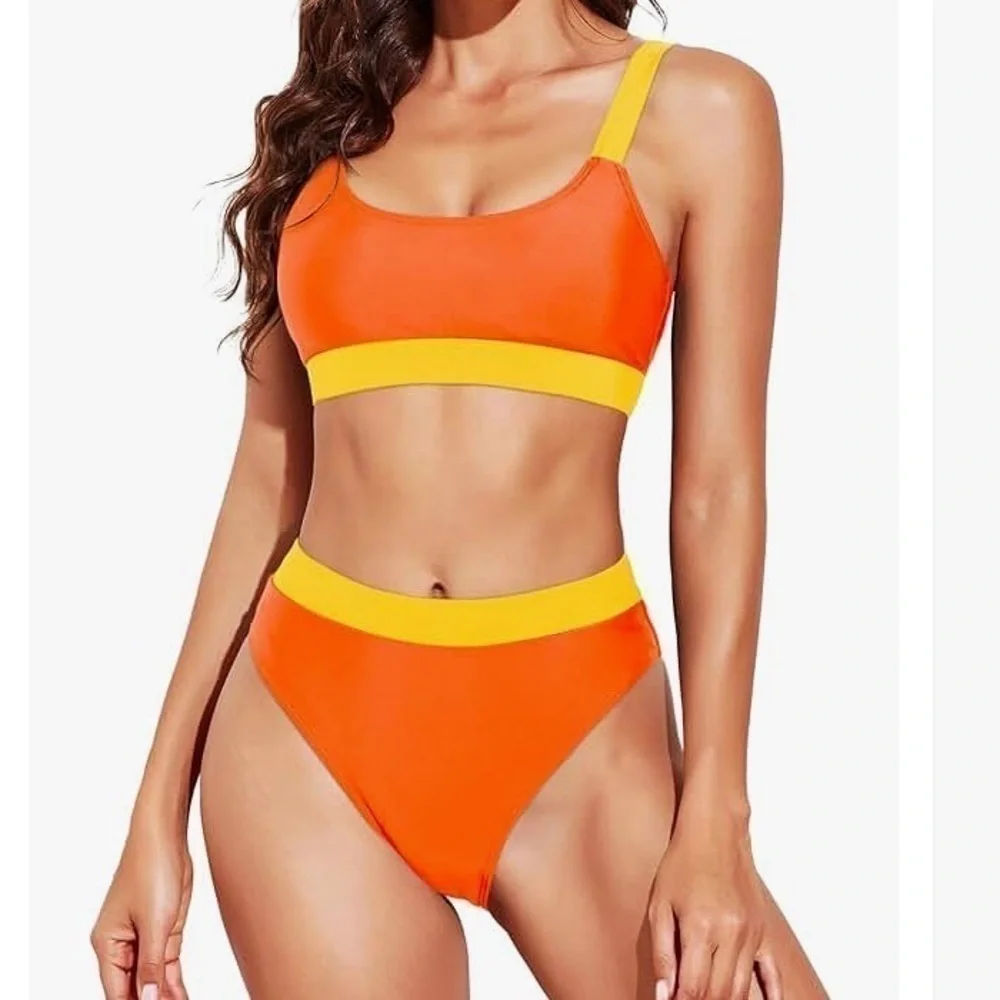 Women Two Piece High Waisted Bikini Swimsuits with Bottoms